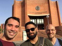 Mert, Simon and me in front of Vertex on UPC campus