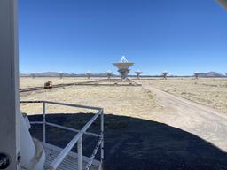 View of dishes from half-way up one.