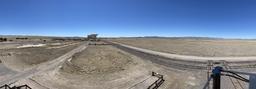 Panoramic shot of the site from a dish, looking towards the maintenance garage.