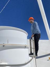 One of my colleagues looking at the collectors in the dish.