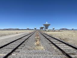 Standing on the tracks looking towards the center of the array.